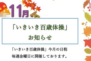 いきいき百歳体操　１１月日程